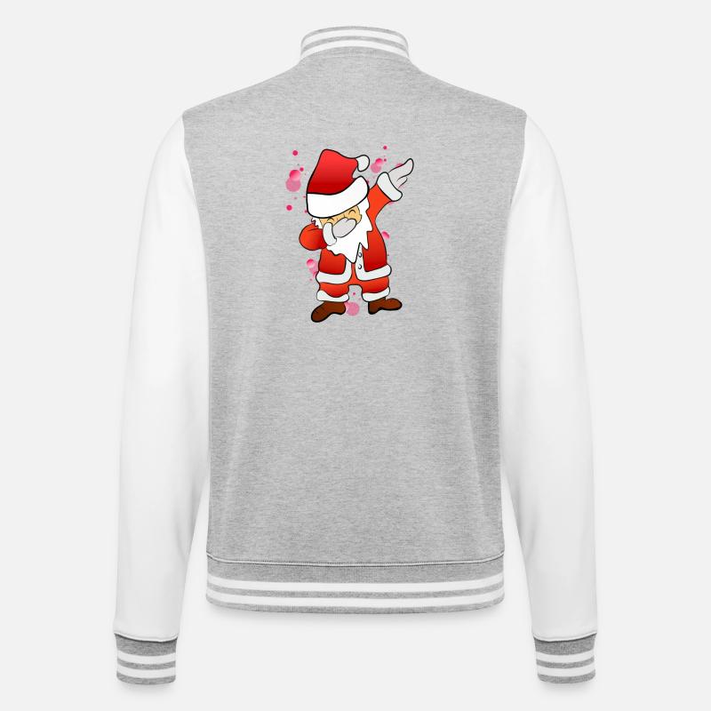 Dabbing Nikolaus - College-Sweatjacke - Grau meliert/Weiß