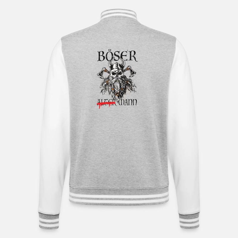 Böser Wikinger-Krieger Grafik - College-Sweatjacke - Grau meliert/Weiß