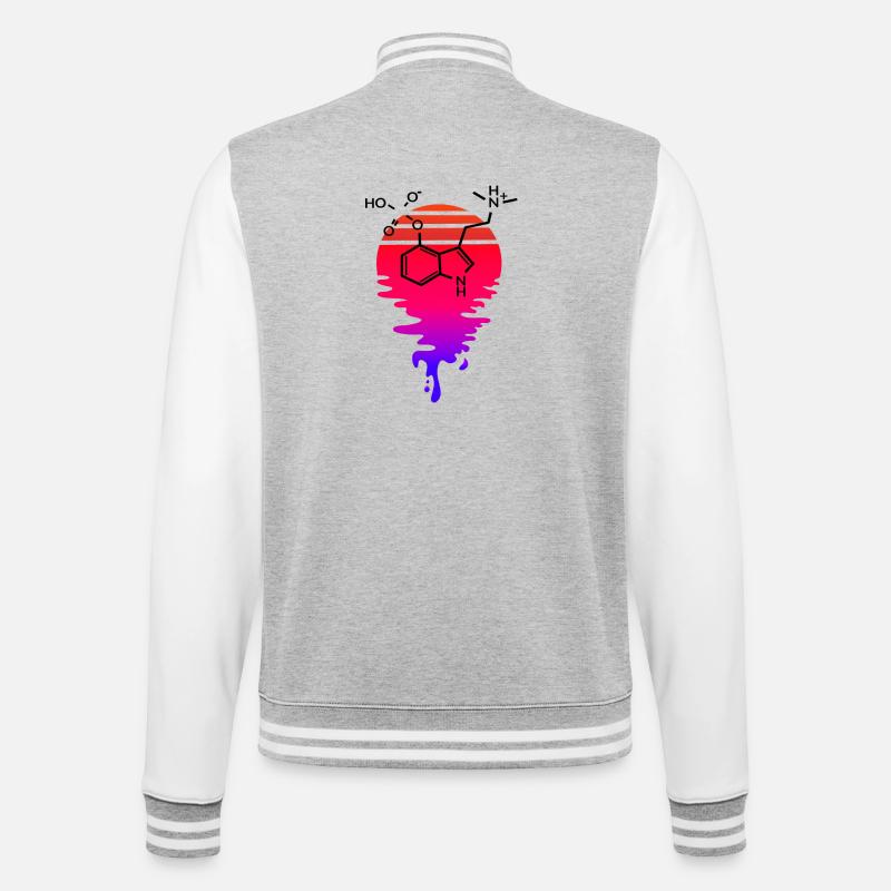 Psilocybin Molekül mit Retro Sunset - College-Sweatjacke - Grau meliert/Weiß