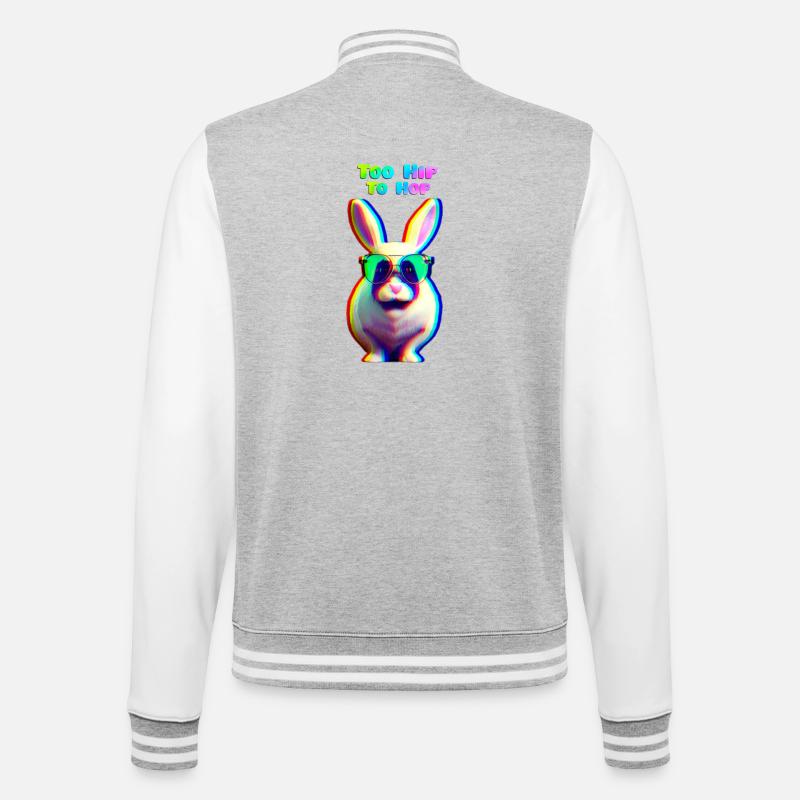 Cool Easter Bunny with Sunglasses - College Sweat Jacket - heather grey/white