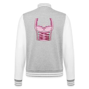 Korsettdesign Rosa - College-Sweatjacke - Grau meliert/Weiß - Hinten - Marisol (170cm)