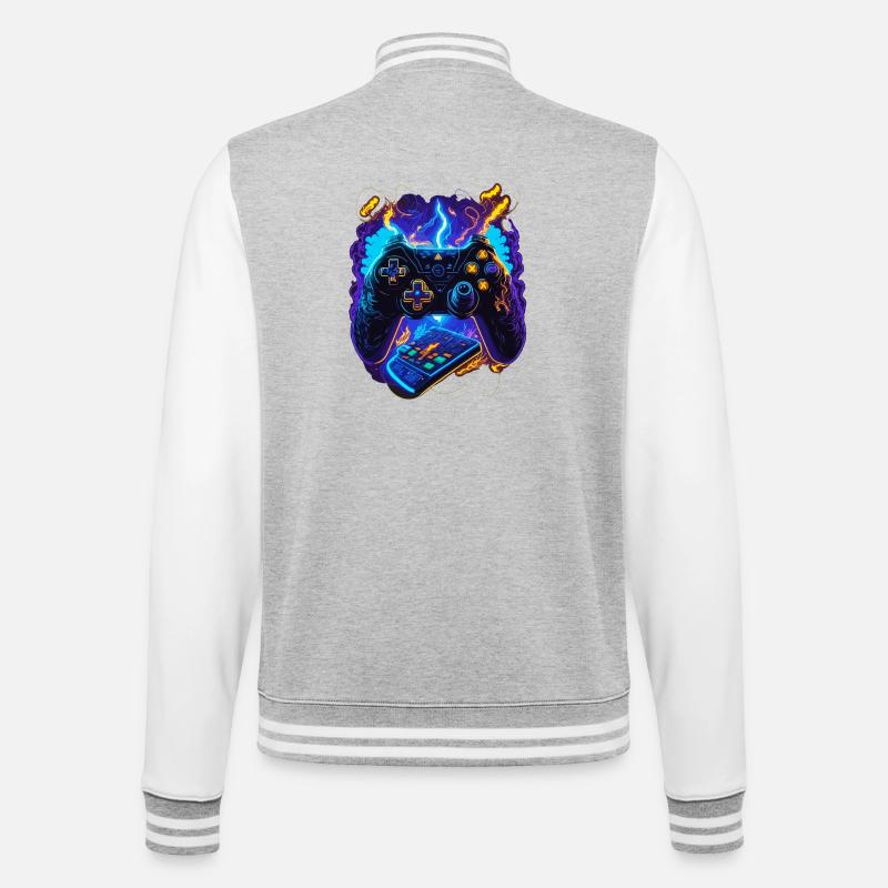 Cyber Gaming Controller - College-Sweatjacke - Grau meliert/Weiß