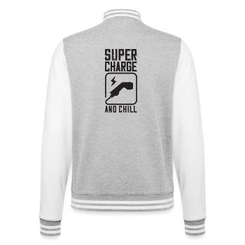 Supercharge And Chill - for electric car fans - College Sweat Jacket - heather grey/white - Back - Marisol (170cm)
