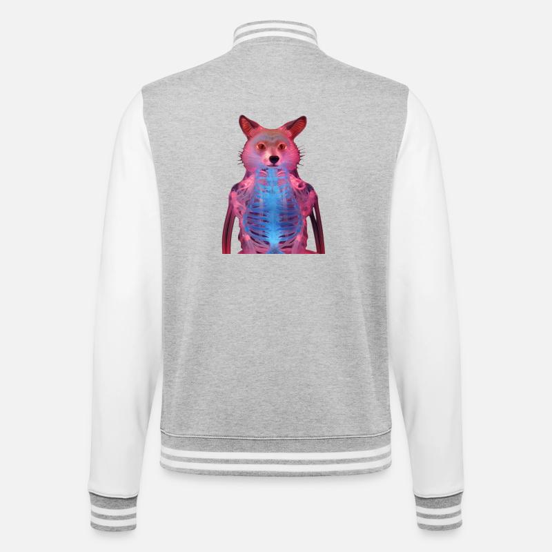 Glowing fox with neon effect - College Sweat Jacket - heather grey/white