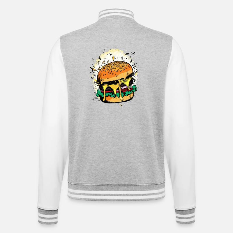 Cheeseburger Comic Burger - College-Sweatjacke - Grau meliert/Weiß