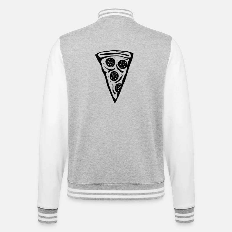 Dessin d’une tranche de pizza - Veste Teddy - gris chiné / blanc