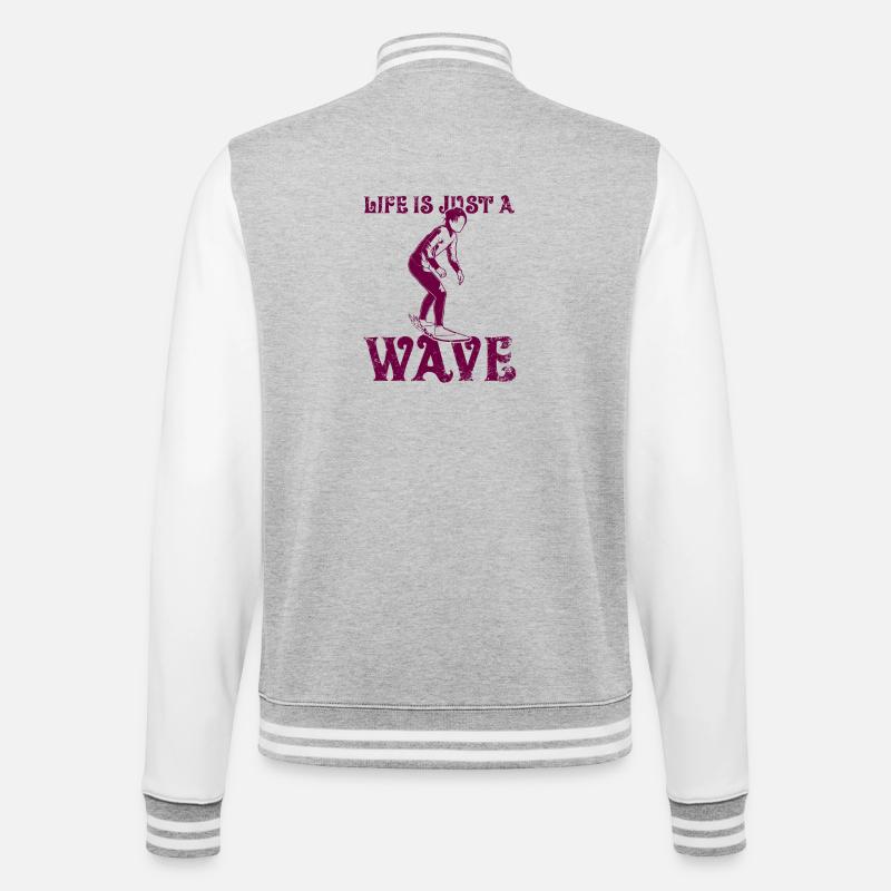 Life is just a wave - College Sweat Jacket - heather grey/white