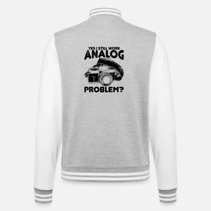 Ja ich arbeite noch analog - College-Sweatjacke - Grau meliert/Weiß