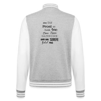 Cheers Prost Salute - College-Sweatjacke - Grau meliert/Weiß - Hinten - Marisol (170cm)
