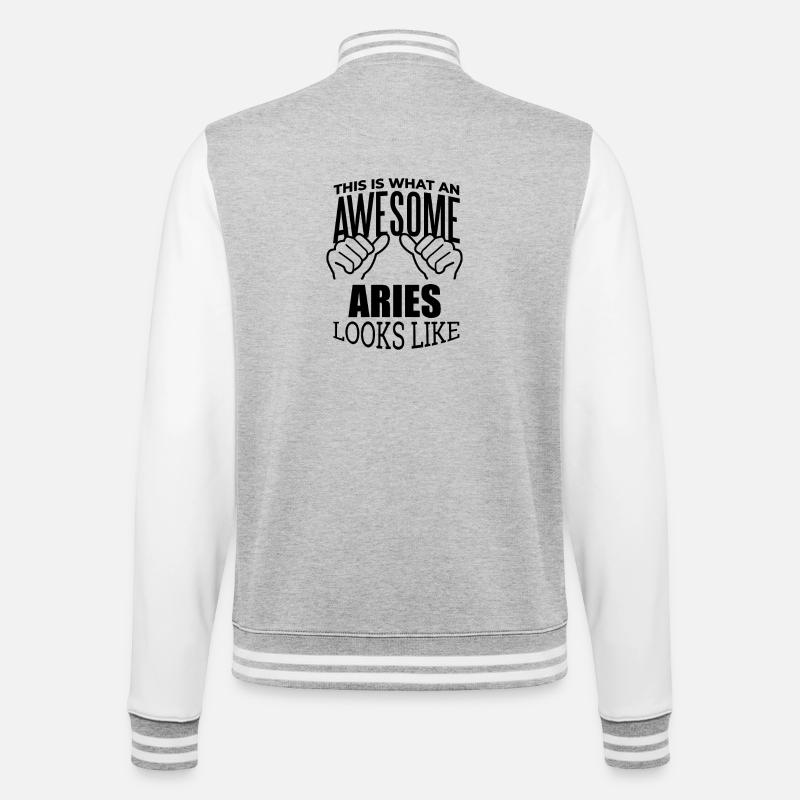 Widder - College-Sweatjacke - Grau meliert/Weiß