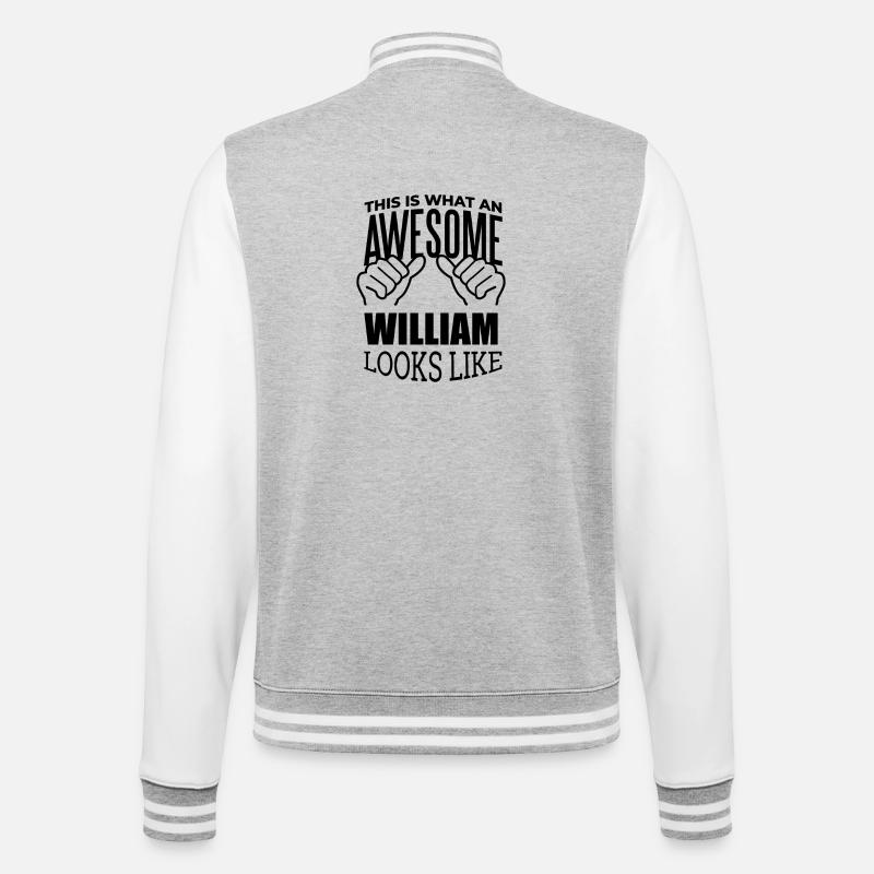 William - College-Sweatjacke - Grau meliert/Weiß