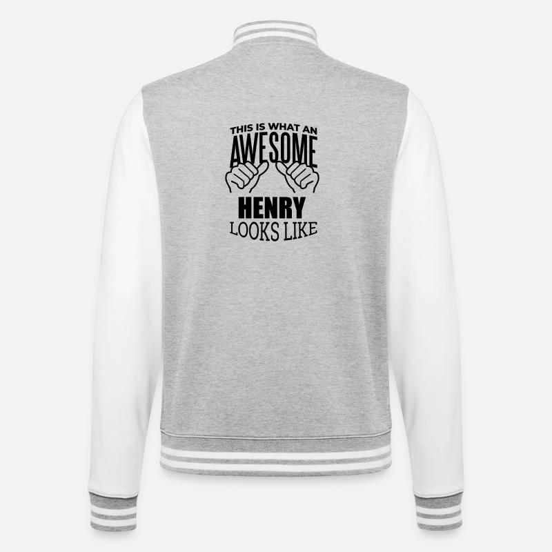 Henry - College-Sweatjacke - Grau meliert/Weiß
