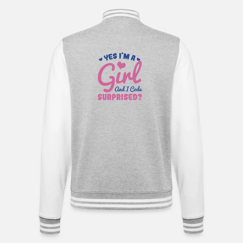 Mädchen und Programmiererin - College-Sweatjacke - Grau meliert/Weiß