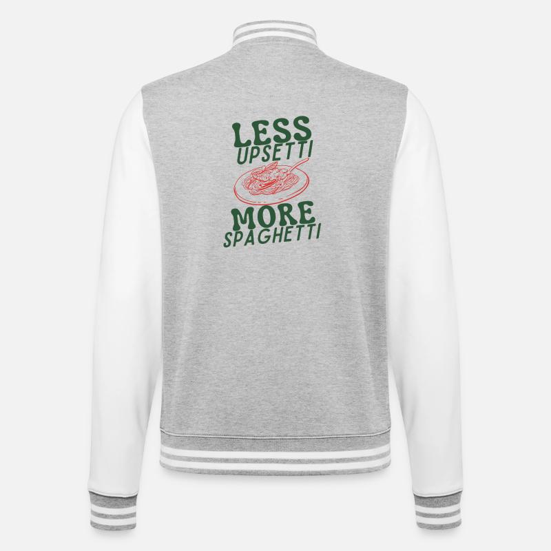 Less Upsetti More Spaghetti - College-Sweatjacke - Grau meliert/Weiß