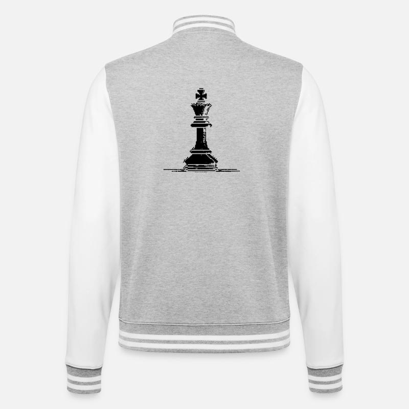Schachfigur Pixel Grafik - College-Sweatjacke - Grau meliert/Weiß