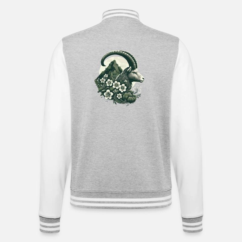 Steinbock Sternzeichen - Bergziege Astrologie - College-Sweatjacke - Grau meliert/Weiß