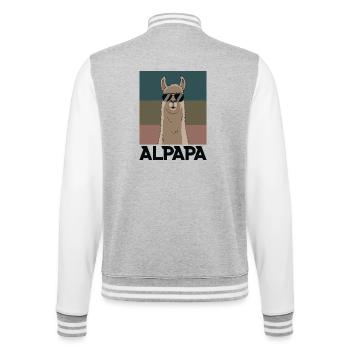 Papa Alpaga Papa Drôle Lama Cadeau de Fête des Pères - Veste Teddy - gris chiné / blanc - Dos - Marisol (170cm)