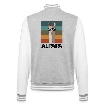 Papa Alpaga Papa Drôle Lama Cadeau de Fête des Pères - Veste Teddy - gris chiné / blanc - Dos - Marisol (170cm)