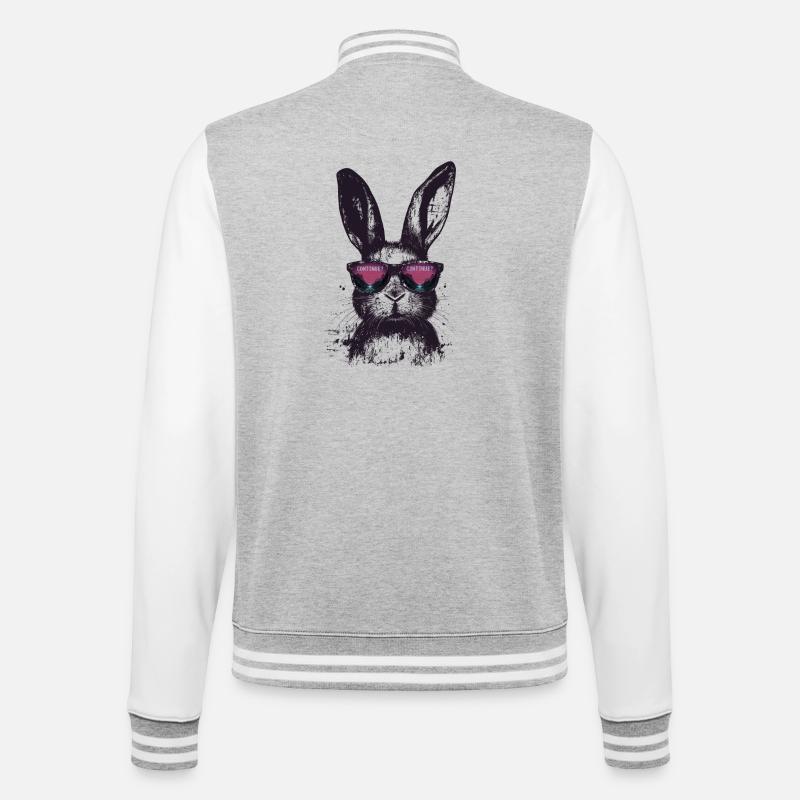 Bunny Sunglasses Retro Synthwave Gaming Gift - College Sweat Jacket - heather grey/white