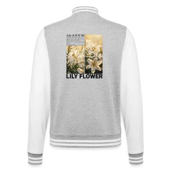 Fleur de lys Fleur de lys Botanique Esthétique Cadeau - Veste Teddy - gris chiné / blanc - Dos - Marisol (170cm)