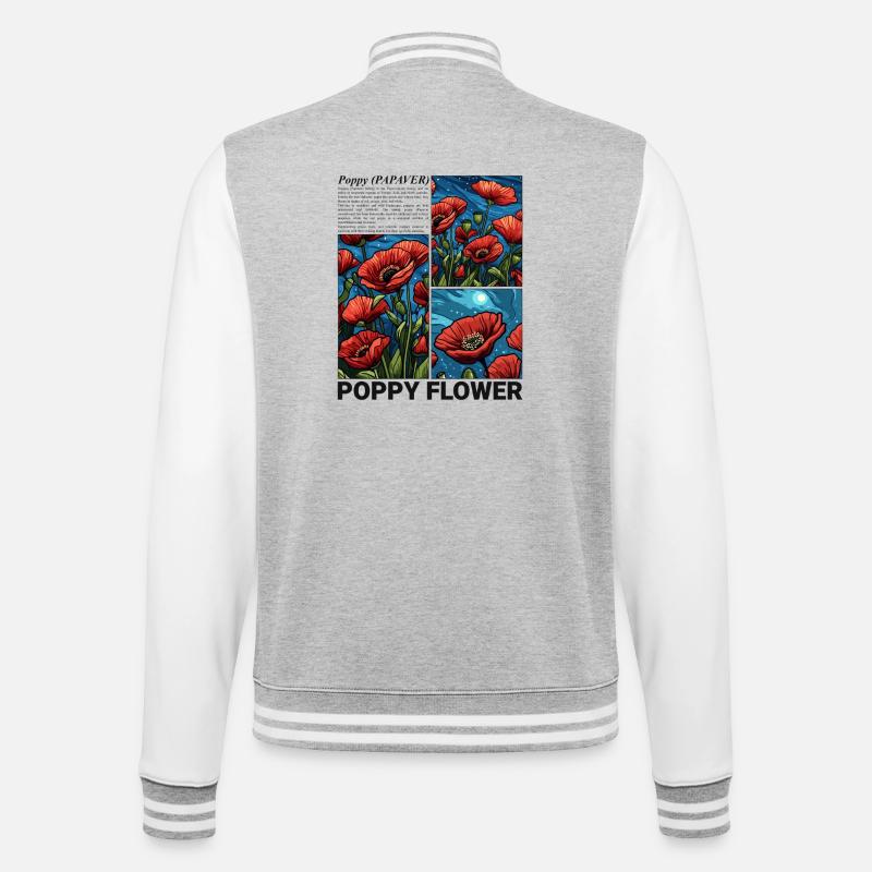 Coquelicot Nature Fleur Botanique Esthétique Cadeau - Veste Teddy - gris chiné / blanc