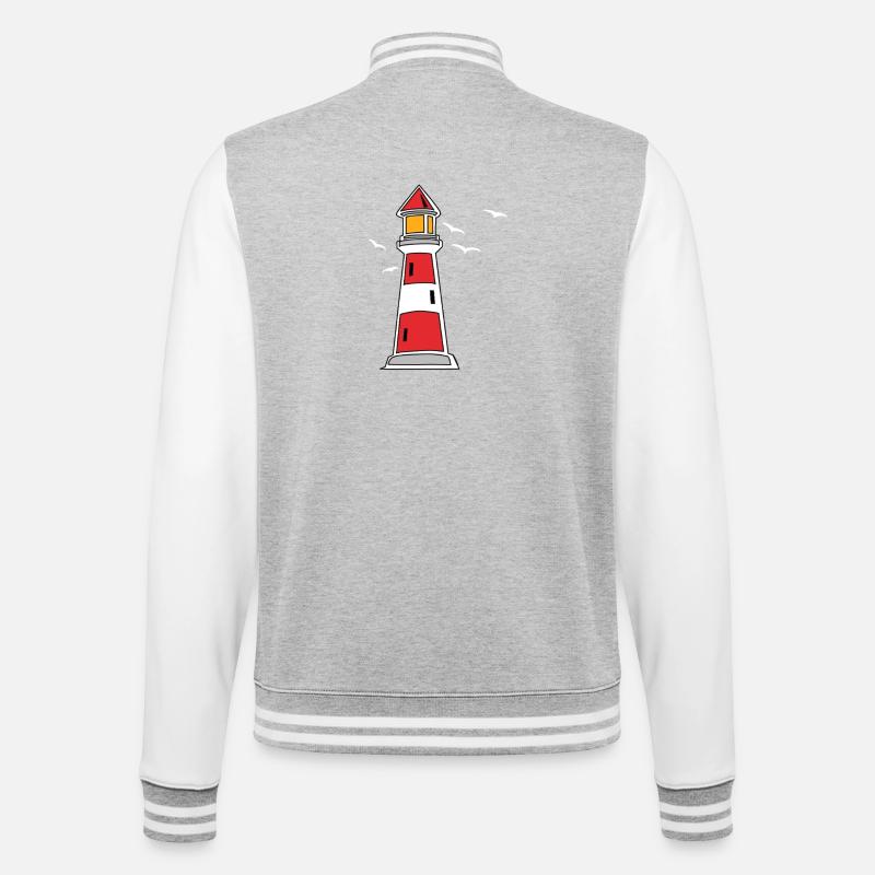 Leuchtturm See Küste maritim - College-Sweatjacke - Grau meliert/Weiß