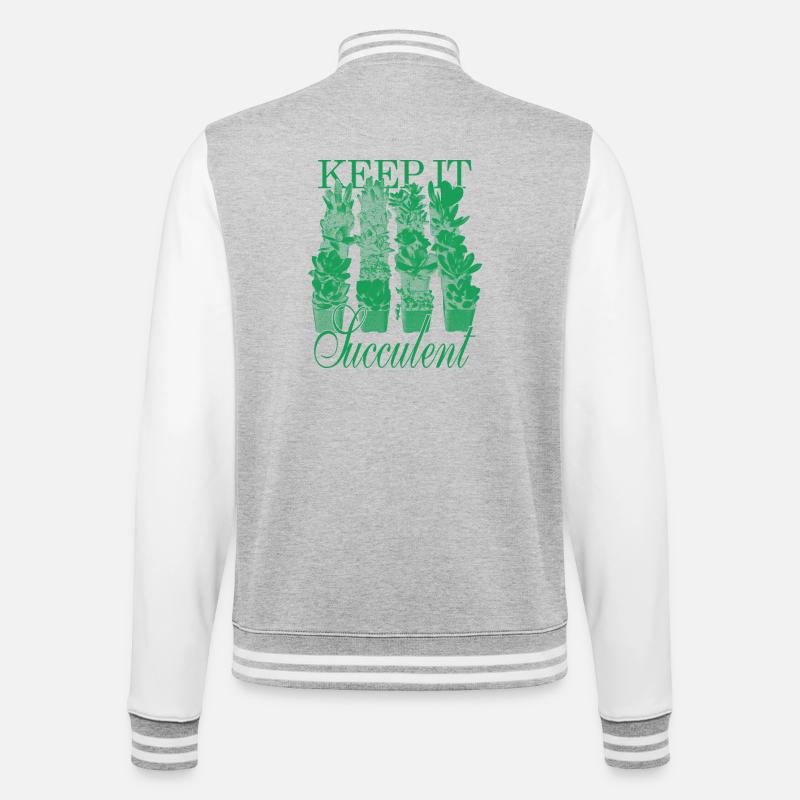 Keep It Succulent - Succulentes vertes - Veste Teddy - gris chiné / blanc