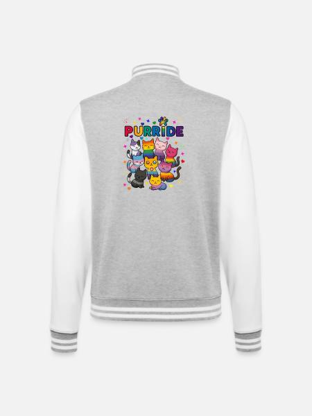 Purride LGBT Cats - College Sweat Jacket - heather grey/white
