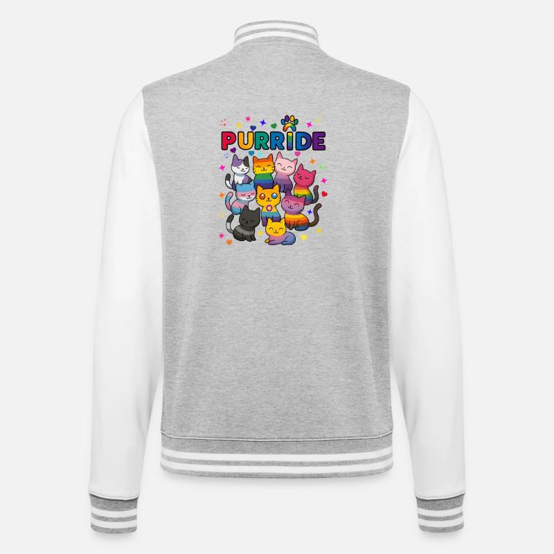 Purride Chats LGBT - Veste Teddy - gris chiné / blanc