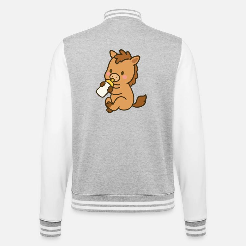 Pfohlen mit Milchflasche - College-Sweatjacke - Grau meliert/Weiß