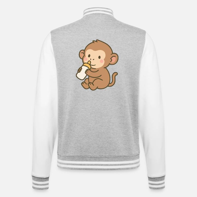 Fläschchen-Äffchen - College-Sweatjacke - Grau meliert/Weiß