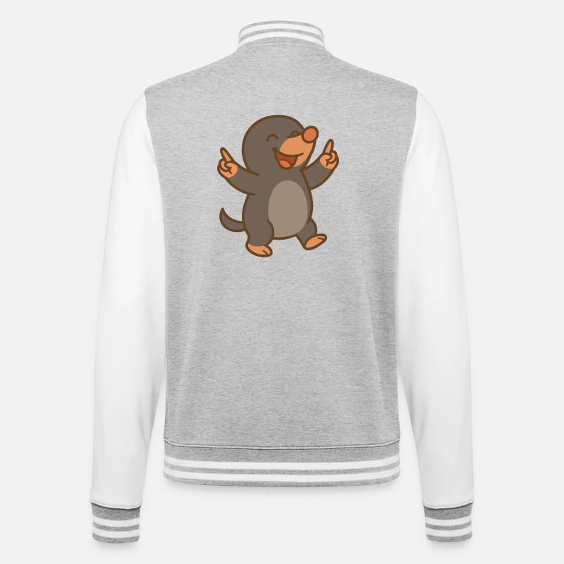 Dancing Mole - College Sweat Jacket - heather grey/white