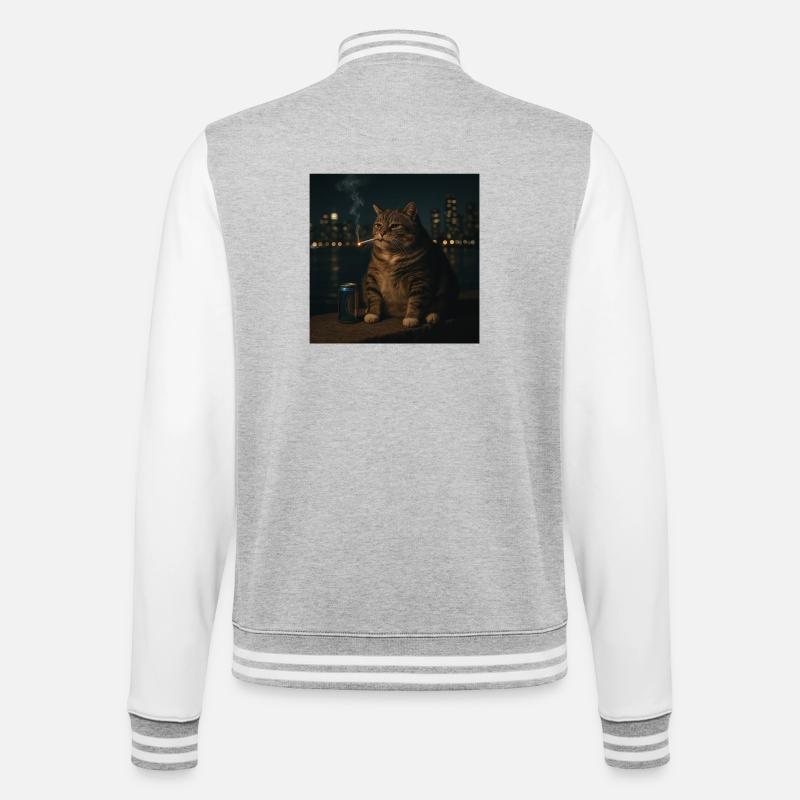 Funny Smoking Cat Meme Stupid Brainrot  - College Sweat Jacket - heather grey/white