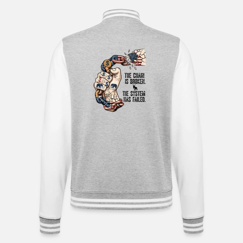 The System Has Failed - College-Sweatjacke - Grau meliert/Weiß