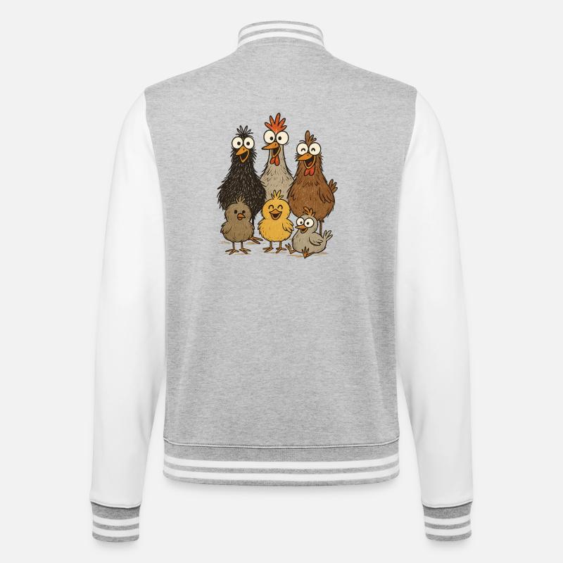 Poulets et poussins qui rient - Veste Teddy - gris chiné / blanc
