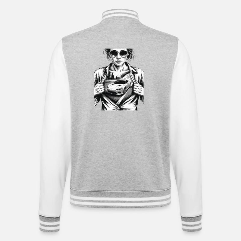 Conception de voiture de course - Veste Teddy - gris chiné / blanc