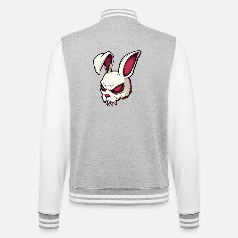 Illustration de crâne de lapin maléfique - Veste Teddy - gris chiné / blanc