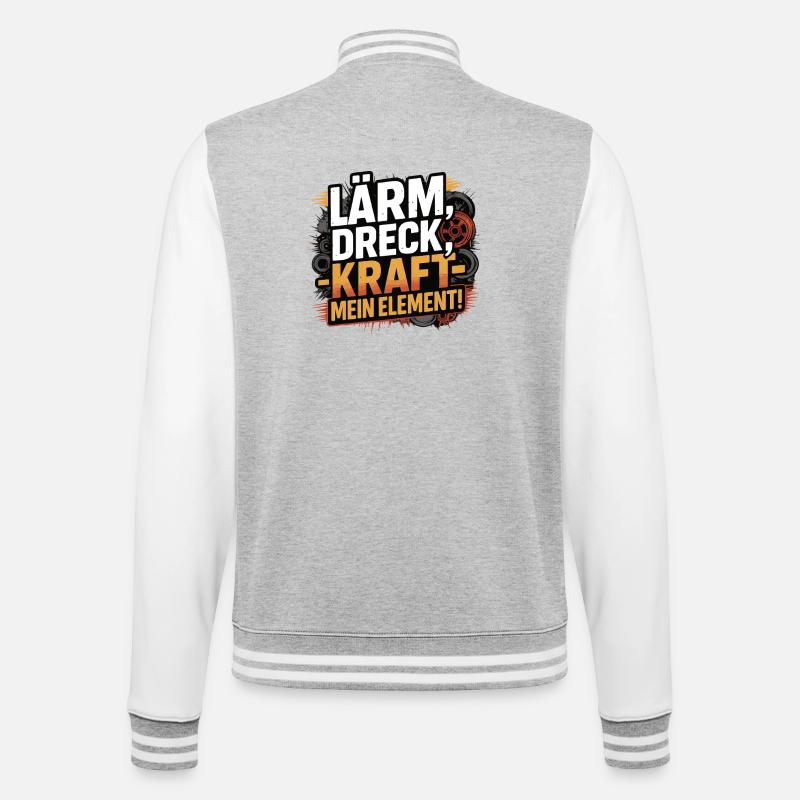 Lärm Dreck Kraft – Mein Element - College-Sweatjacke - Grau meliert/Weiß