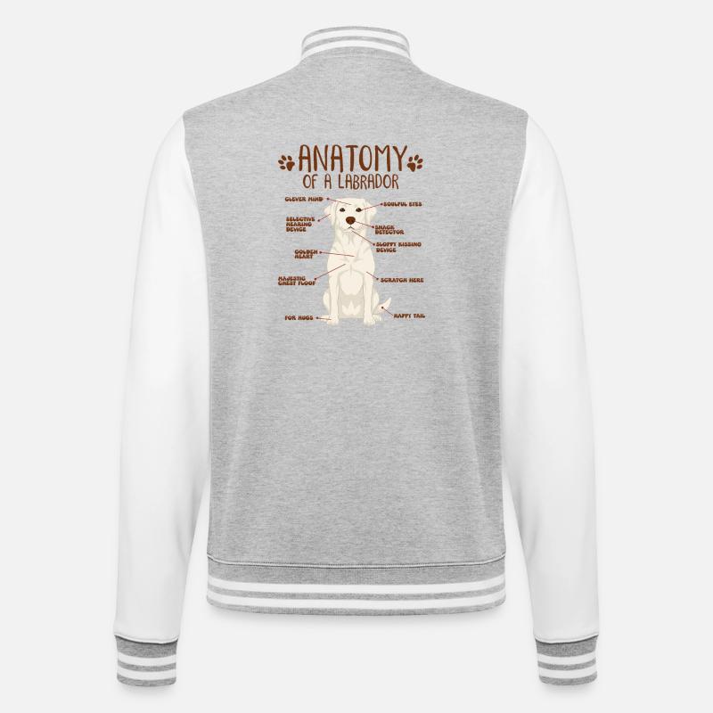 Anatomie eines white Labradors - College-Sweatjacke - Grau meliert/Weiß