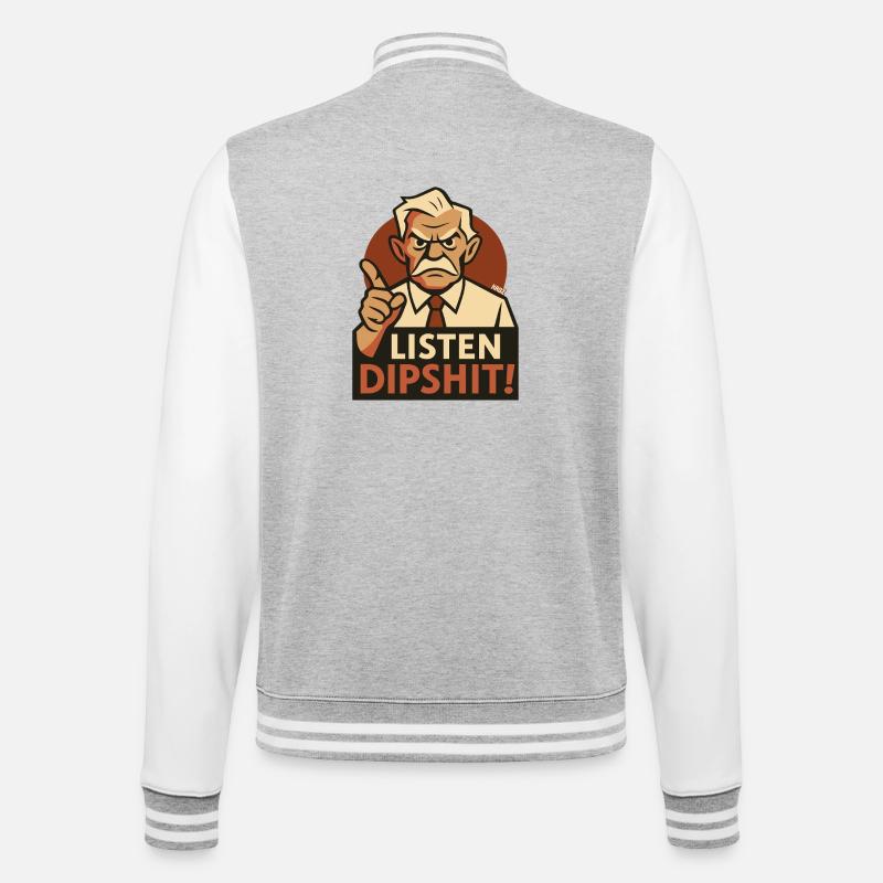 Vieux pointant du doigt : Écoute, idiot - Veste Teddy - gris chiné / blanc