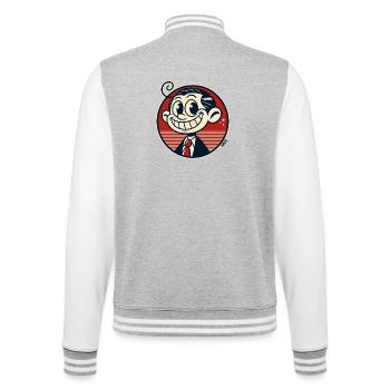 Funny little retro comic man - College Sweat Jacket - heather grey/white - Back - Marisol (170cm)