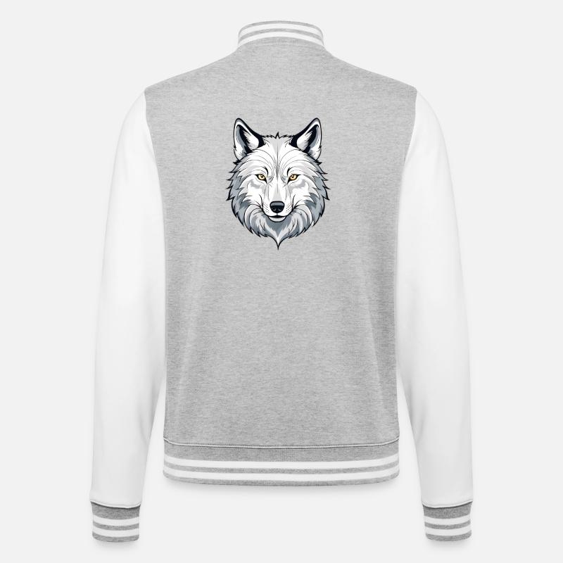 Illustration de tête de loup blanc - Veste Teddy - gris chiné / blanc