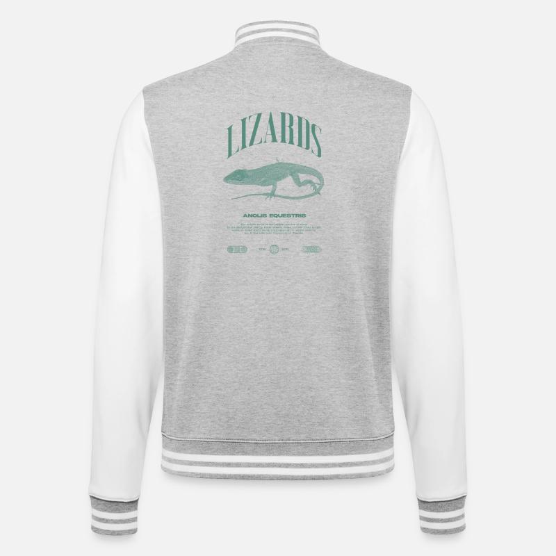 Cuban Knight Anole Reptile Keeper Lizard - College Sweat Jacket - heather grey/white
