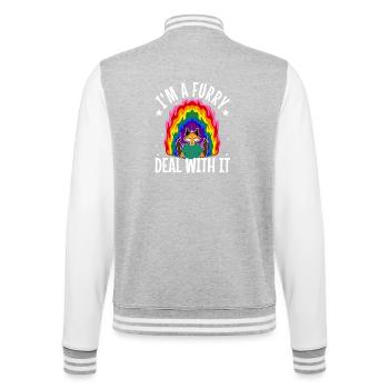 I'm A Furry Deal With It - College Sweat Jacket - heather grey/white - Back - Marisol (170cm)