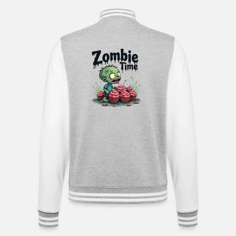 Zombie Time Cupcake Comic - College-Sweatjacke - Grau meliert/Weiß