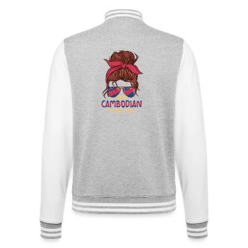 Kambodscha Kambodschaner She's Combodian - College-Sweatjacke - Grau meliert/Weiß - Hinten - Marisol (170cm)