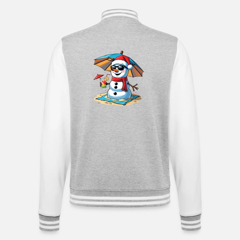 Beach Snowman Remix - College Sweat Jacket - heather grey/white