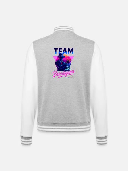 Team des Bräutigams Retro 80er Gangster - College-Sweatjacke - Grau meliert/Weiß