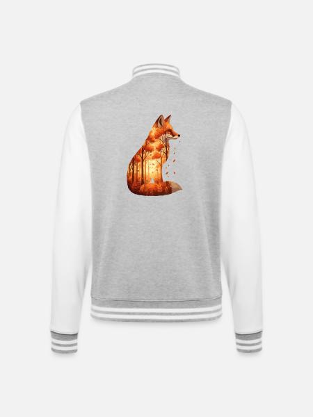 Gemütliches Herbst Fuchs Design - Natur & Wald - College-Sweatjacke - Grau meliert/Weiß