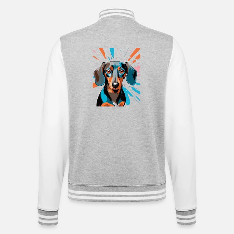 PopArt Dackel Farbschauer - College-Sweatjacke - Grau meliert/Weiß